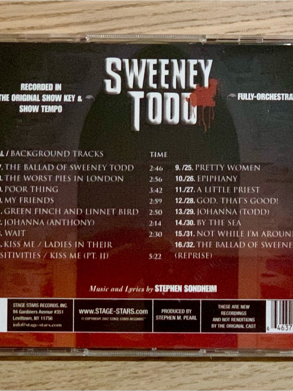 Sweeney Todd Accompaniment CD 2 Disc set - Picture 2 of 4